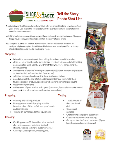 Photo Shot List for Shop and Taste Events thumbnail